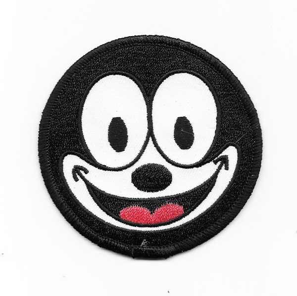 Felix the Cat Smiling Face Animated Art Embroidered Circle Patch, NEW UNUSED