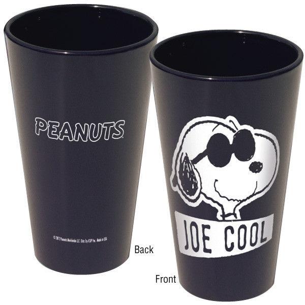 Peanuts Snoopy Joe Cool Image Colored Black Licensed Pint Glass, NEW UNUSED picture