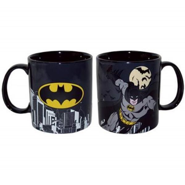 DC Comics Batman and Bat Logo with City Skyline 14 oz Ceramic Mug, NEW UNUSED picture