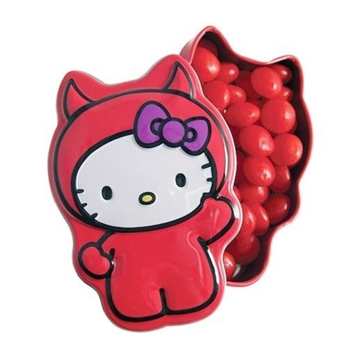 Hello Kitty Lil Devil Cinnamon Hots Candy in Embossed Metal Tin, NEW SEALED picture