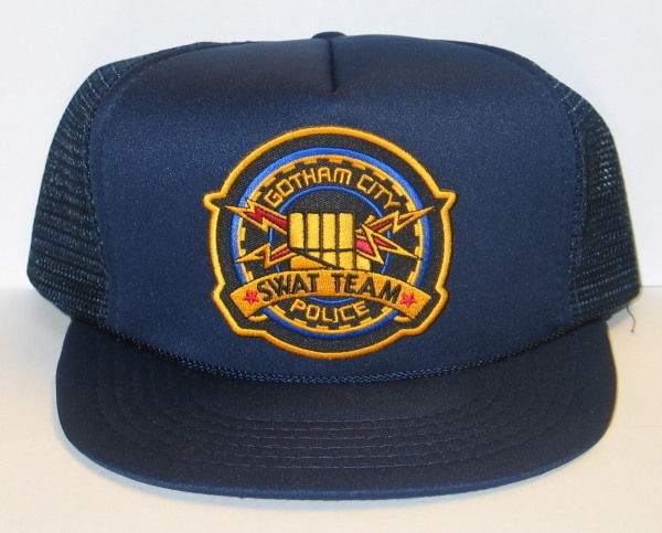 Batman Gotham City Police Swat Team Patch on a Blue Baseball Cap Hat NEW
