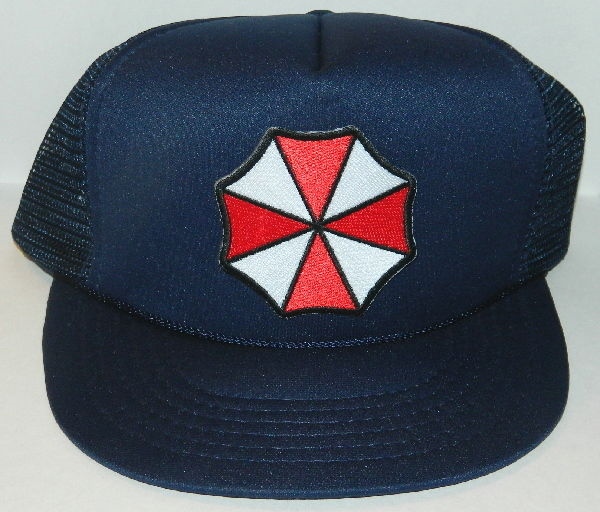 Resident Evil Umbrella Corporation Umbrella Patch on a Black Baseball Cap Hat