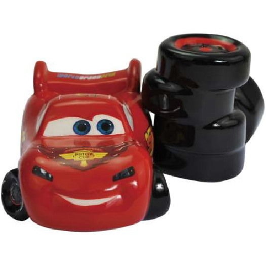 Disney's Cars Lightning McQueen & Tires Ceramic Salt and Pepper Shakers Set NEW