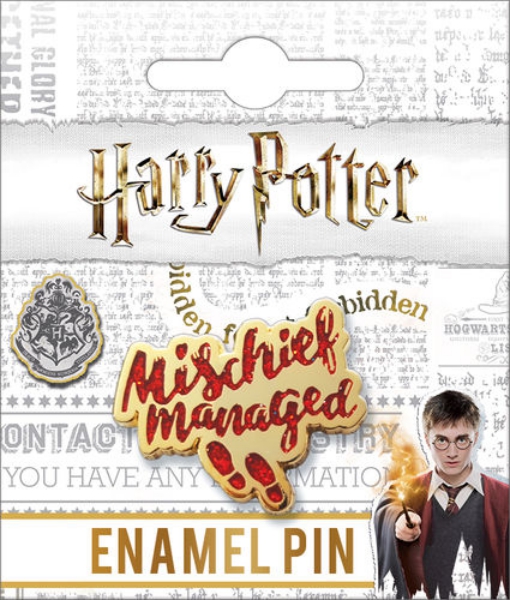 Harry Potter Mischief Managed Phrase Logo Thick Metal Enamel Pin NEW UNUSED picture