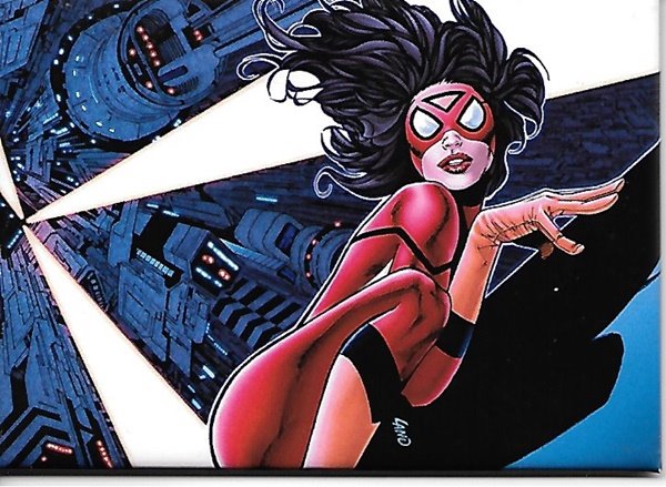 Marvel Comics Spider-Woman Atop A Building Comic Art Refrigerator Magnet, UNUSED