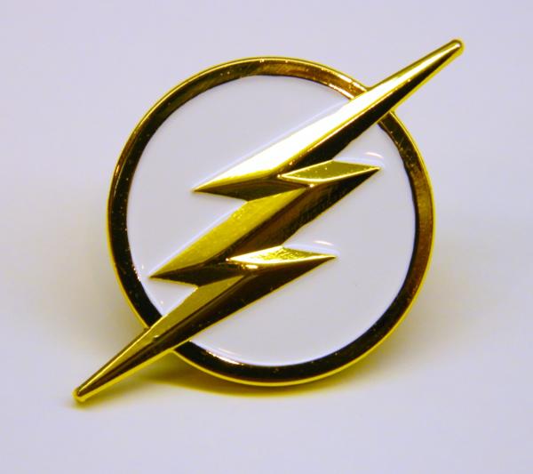 DC Comics The Flash TV Series Lightning Bolt White Logo Metal Enamel Pin UNUSED