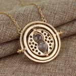 Harry Potter Rotating Time Turner with Hourglass Gold Toned Metal Necklace NEW