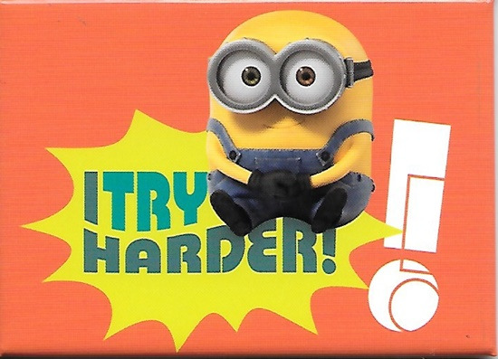 Minions Movie Minion Bob Figure I Try Harder! Refrigerator Magnet, NEW UNUSED picture