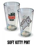 The Big Bang Theory Soft Kitty Figure & Name Logo Illustrated Pint Glass UNUSED