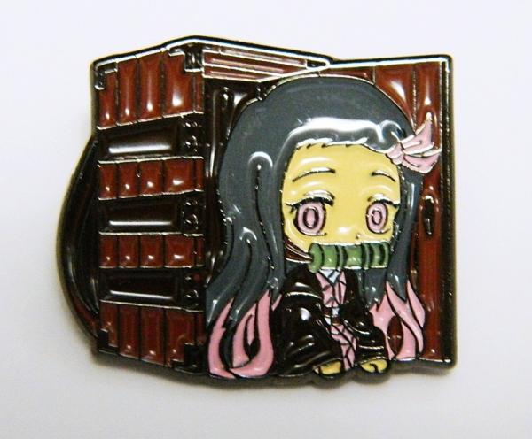 Demon Slayer Anime Nezuko Kamado Figure with Her Box Enamel Metal Pin NEW UNUSED