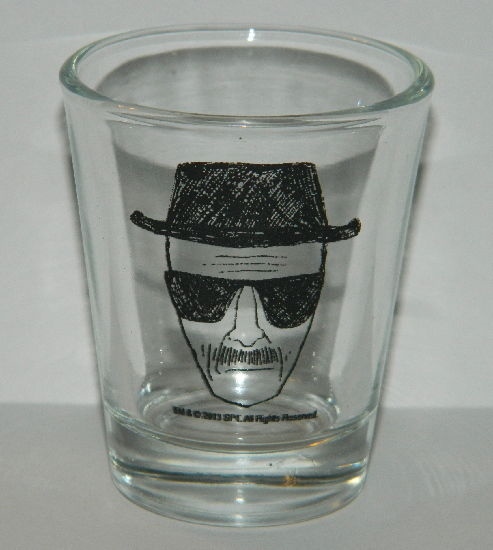 Breaking Bad TV Series Walter White Heisenberg Alias Clear Shot Glass NEW UNUSED picture