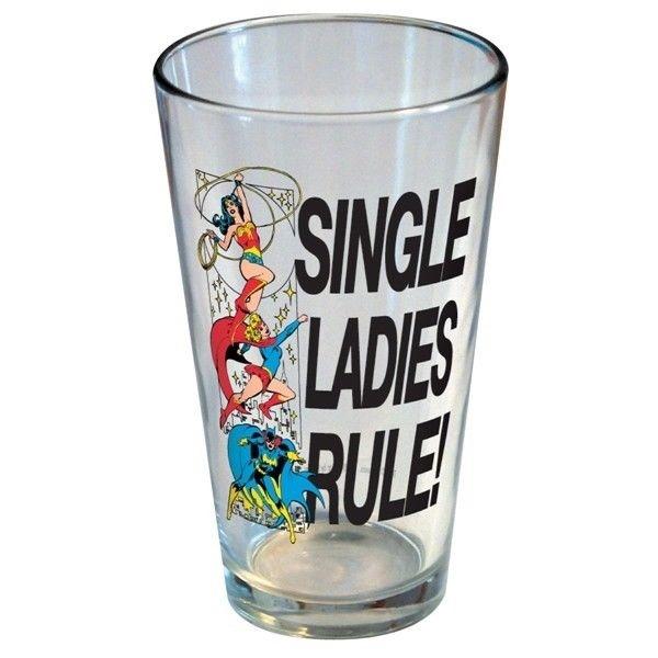 DC Comics Women of DC Single Ladies Rule Pint Collector's Glass, NEW UNUSED picture