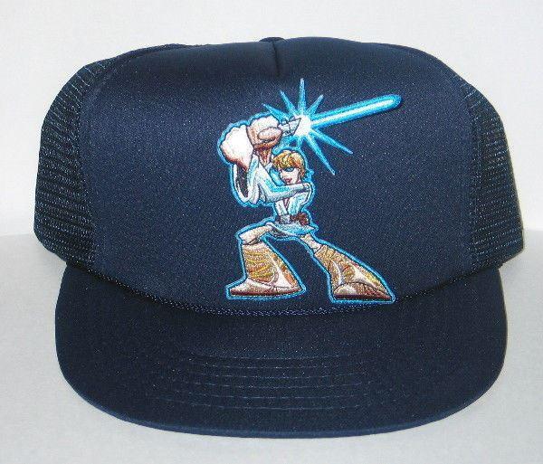 Star Wars Luke Skywalker w/ Light Saber on a BLUE Baseball Cap Hat NEW