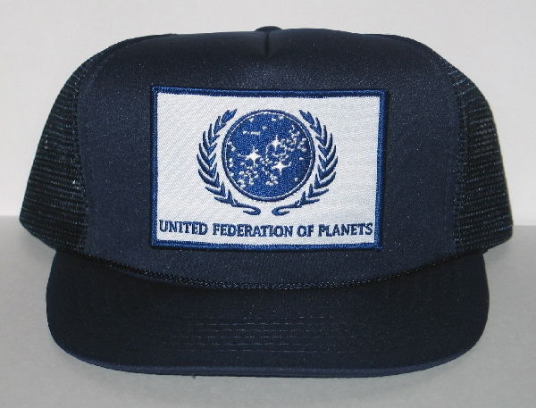Star Trek The Next Generation UFP Flag White Patch on a Blue Baseball Cap Hat