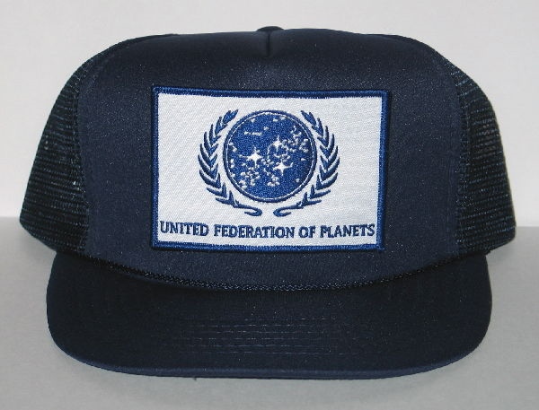 Star Trek The Next Generation UFP Flag White Patch on a Blue Baseball Cap Hat picture