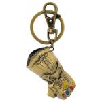 Avengers Infinity Gauntlet Image 3-D Gold Toned Pewter Key Ring Key Chain UNUSED