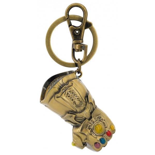 Avengers Infinity Gauntlet Image 3-D Gold Toned Pewter Key Ring Key Chain UNUSED picture