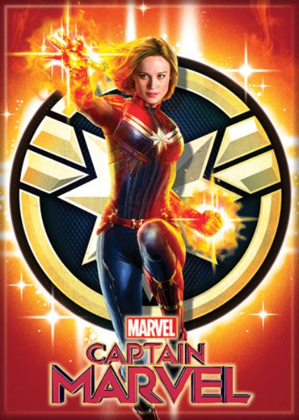 Captain Marvel Movie Figure Over Star Emblem Logo Refrigerator Magnet NEW UNUSED