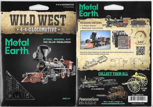 Wild West 4-4-0 Locomotive Metal Earth Steel Model Kit NEW SEALED #MMS191