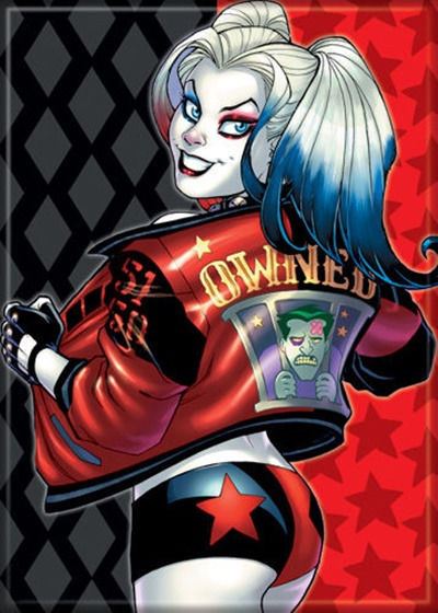 DC Comics Harley Quinn with Red Stars Comic Art Refrigerator Magnet, NEW UNUSED