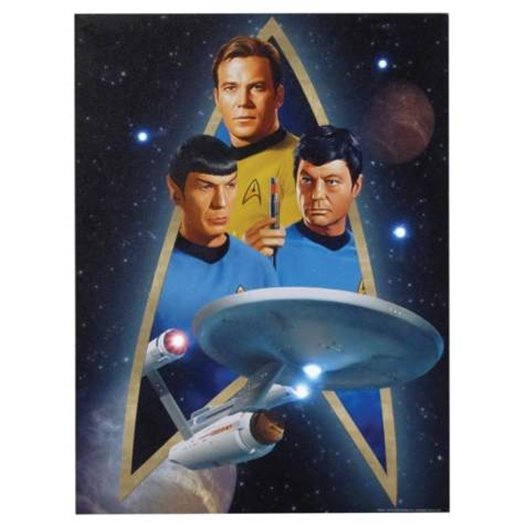 Star Trek Classic Trio and Enterprise 12 x 16 Lighted Stretched Canvas Wall Art picture