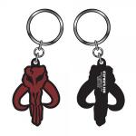 Star Wars Boba Fett Mandalorian Die-Cut Logo Red Toned Metal Enamel Keychain NEW