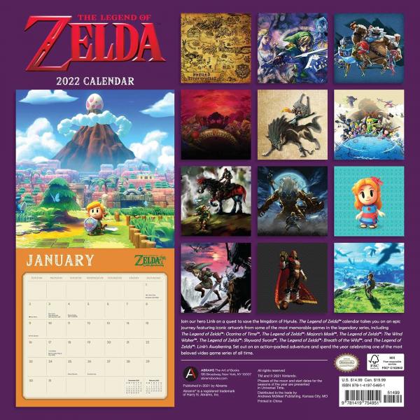 The Legend of Zelda Video Game 12 Month 2022 Game Art Wall Calendar NEW SEALED picture