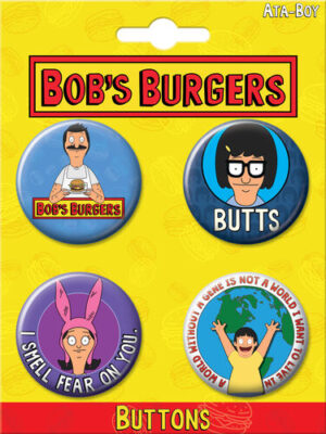 Bob’ Burgers Animated TV Series Images Round Button Set of 4 NEW MINT ON CARD