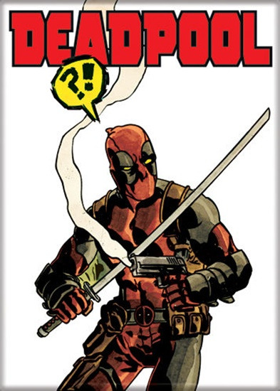 Marvel Comics Deadpool Smoking Gun Exclamations Comic Art Refrigerator Magnet picture