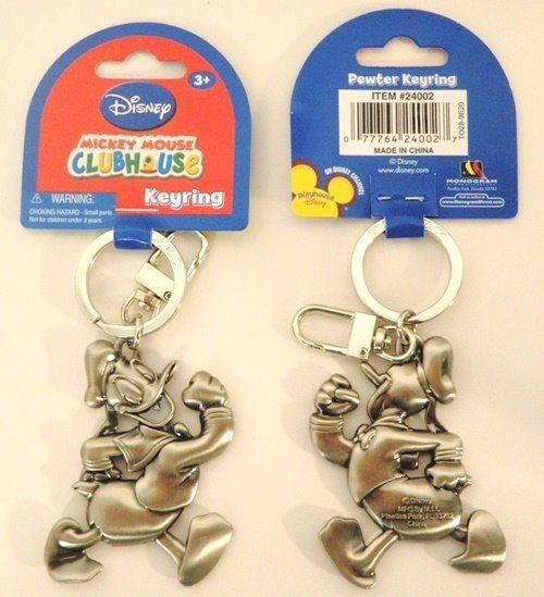 Walt Disney Donald Duck Walking Figure Pewter Key Ring Keychain NEW UNUSED picture