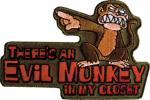 The Family Guy Evil Monkey Figure & Slogan Embroidered Patch, NEW UNUSED