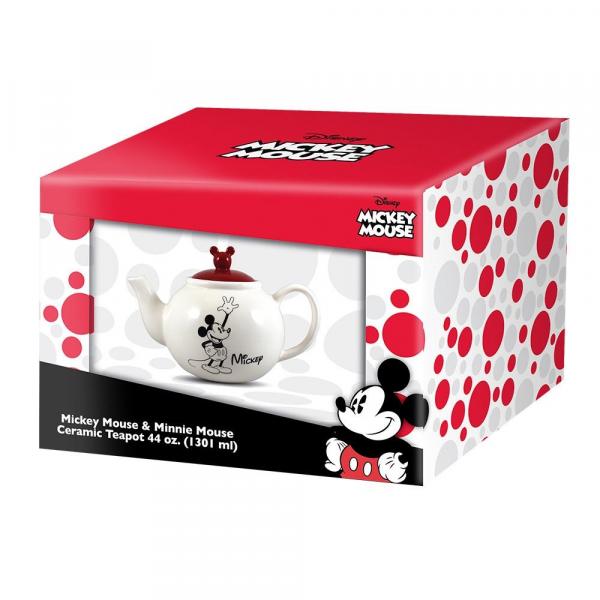 Walt Disney Classic Mickey and Minnie 44 oz Sculpted Ceramic Teapot UNUSED BOXED picture