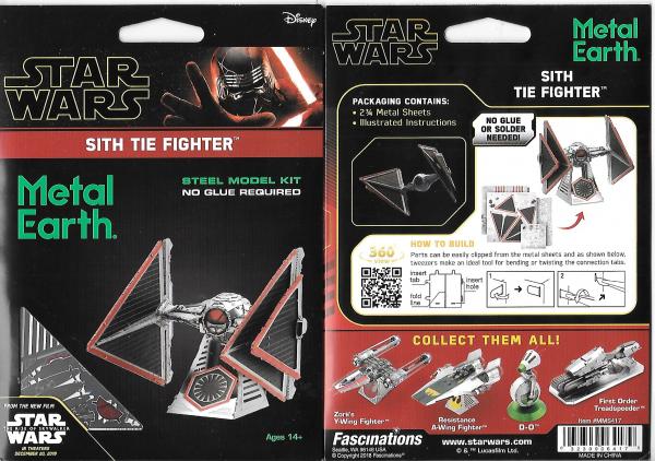 Star Wars Sith Tie Fighter Metal Earth 3D Laser Cut Steel Model Kit SEALED NEW picture