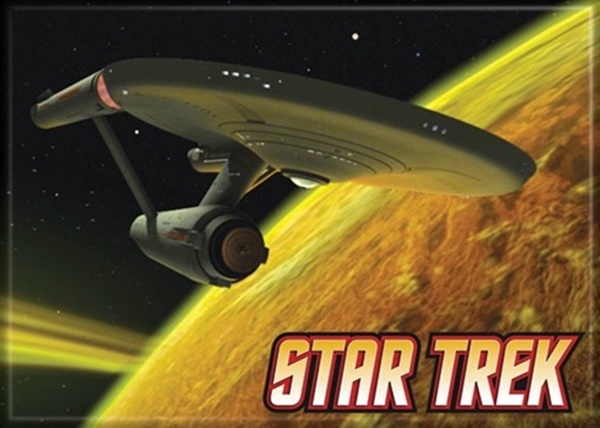 Star Trek The Original Series Enterprise on Yellow Background Magnet NEW UNUSED