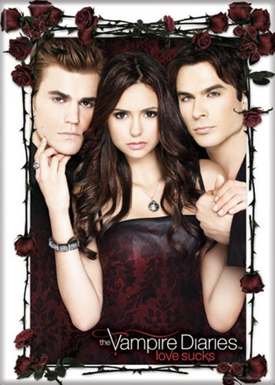 The Vampire Diaries TV Series Stefan Elena Damon Roses Refrigerator Magnet NEW