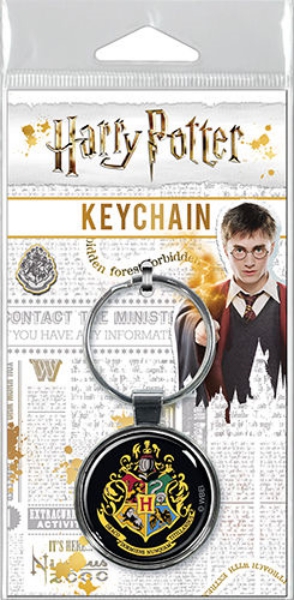 Harry Potter Hogwarts School Crest Logo Colored Round Metal Key Chain NEW UNUSED