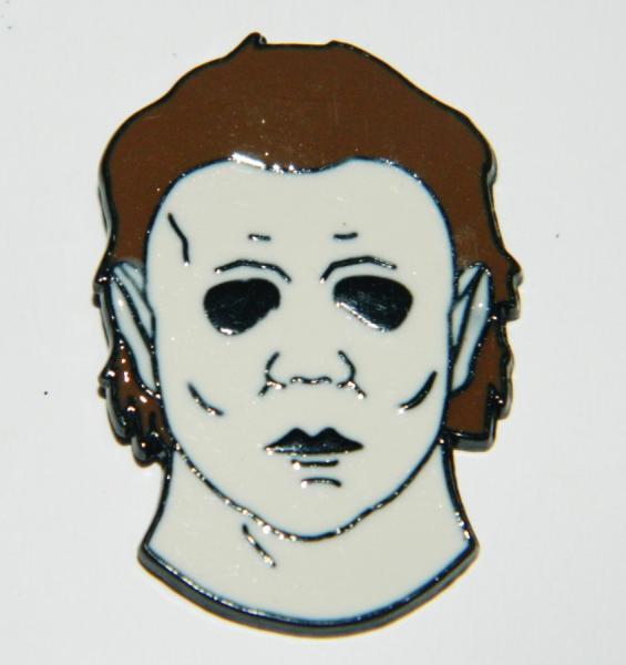 Halloween Movie Michael Myers Face Wearing Shatner Mask Metal Enamel Pin NEW
