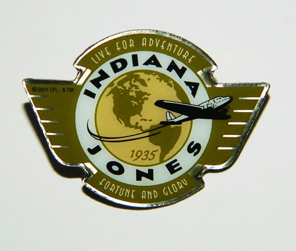 Indiana Jones Global Earth and Plane Logo Enamel Metal Pin NEW UNUSED