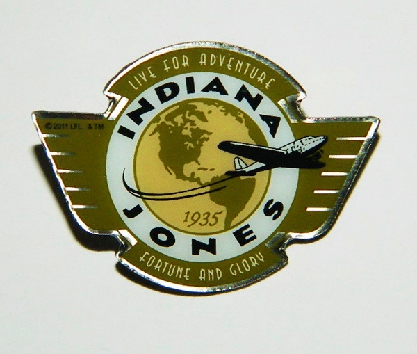 Indiana Jones Global Earth and Plane Logo Enamel Metal Pin NEW UNUSED picture