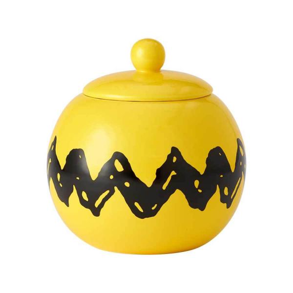 Peanuts Charlie Brown Zig Zag Shirt Design Ceramic Cookie Jar NEW BOXED picture