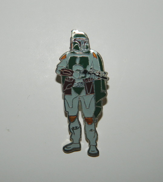 Classic Star Wars Boba Fett Full Figure Die-Cut Cloisonne Metal Pin 1994, UNUSED picture