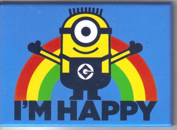 Despicable Me Movie Minion Bob Figure Saying I'm Happy Refrigerator Magnet, NEW picture