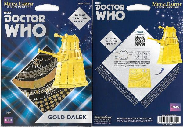 Doctor Who TV Series Gold Dalek Figure Metal Earth Steel Model Kit NEW SEALED picture