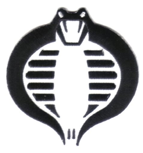G.I. Joe Cobra Black and White Logo Embroidered Patch, NEW UNUSED
