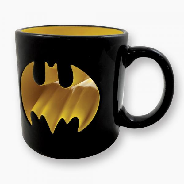 DC Comics Batman Bat Insignia Punch Through 14 oz Ceramic Coffee Mug NEW UNUSED picture