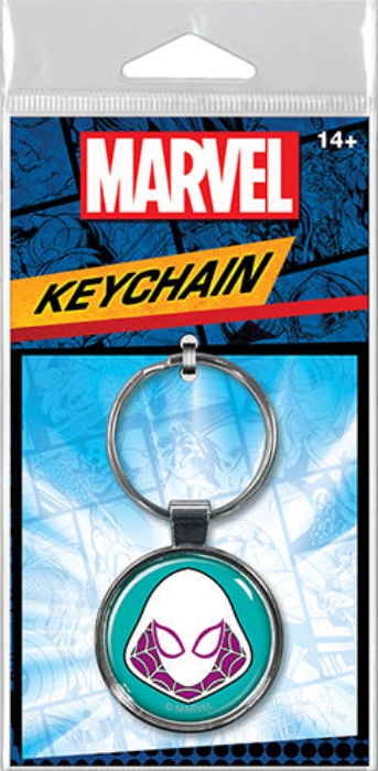 Marvel Comics Spider Gwen Mask Image Colored Round Metal Key Chain NEW UNUSED