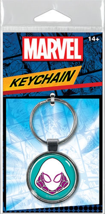 Marvel Comics Spider Gwen Mask Image Colored Round Metal Key Chain NEW UNUSED picture