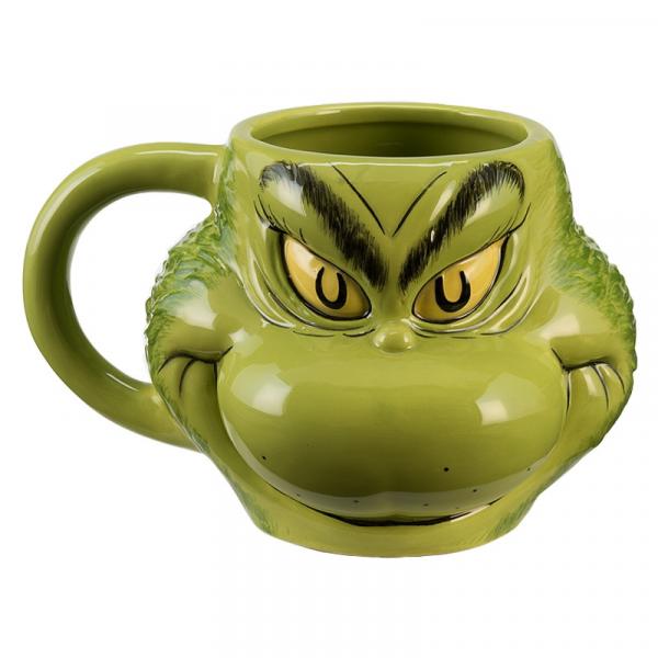 Dr. Seuss How The Grinch Stole Christmas Grinch Sculpted Face 18 oz Ceramic Mug
