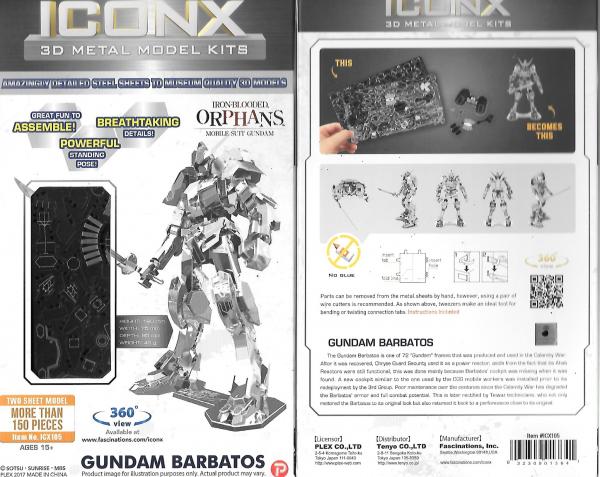 Mobile Suit Gundam Barbatos Metal Earth ICONX 3D Steel Model Kit NEW SEALED picture