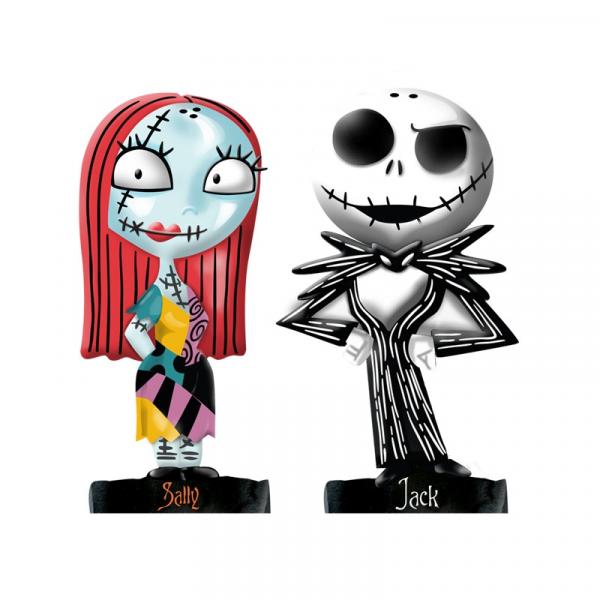 Nightmare Before Christmas Jack & Sally Figures Ceramic Salt and Pepper Shakers picture